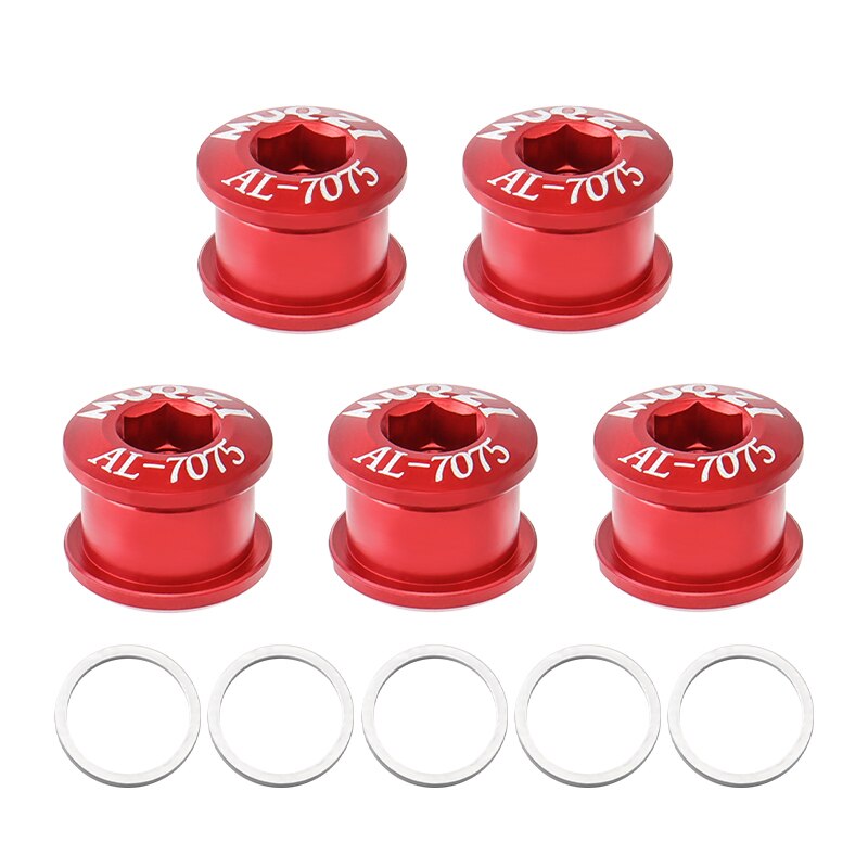 Tornillos para bielas de bicicleta, Tuercas para bielas de aleación de aluminio, superligeras, doble disco, 5 uds.: Single Red-1mm