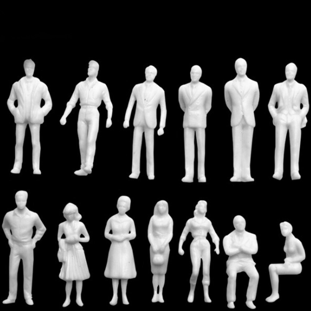 1;100 MIXED 100pcs miniature white figures Architectural model human scale HO model ABS plastic peoples 2.0cm