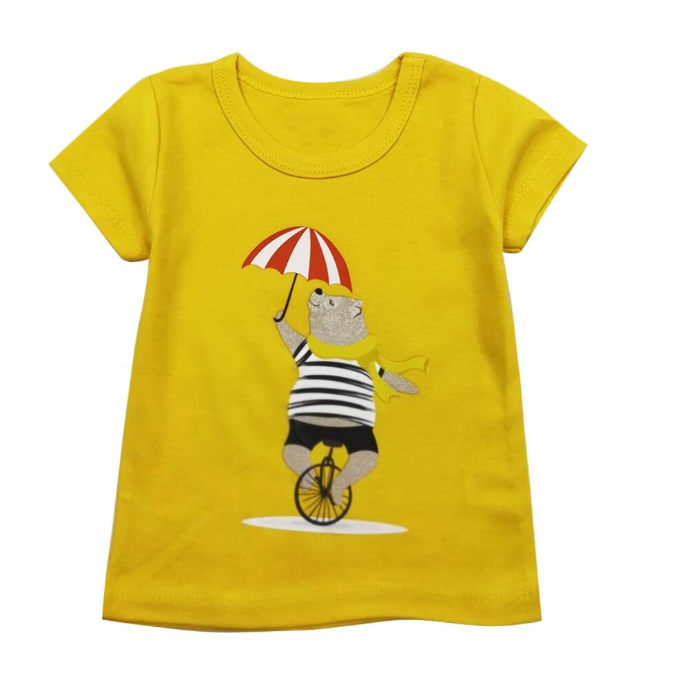 Sommar barn t-shirt ledig enkel bebis flickor mjuka bomullstoppar barn småbarn kortärmade t-shirts barnkläder