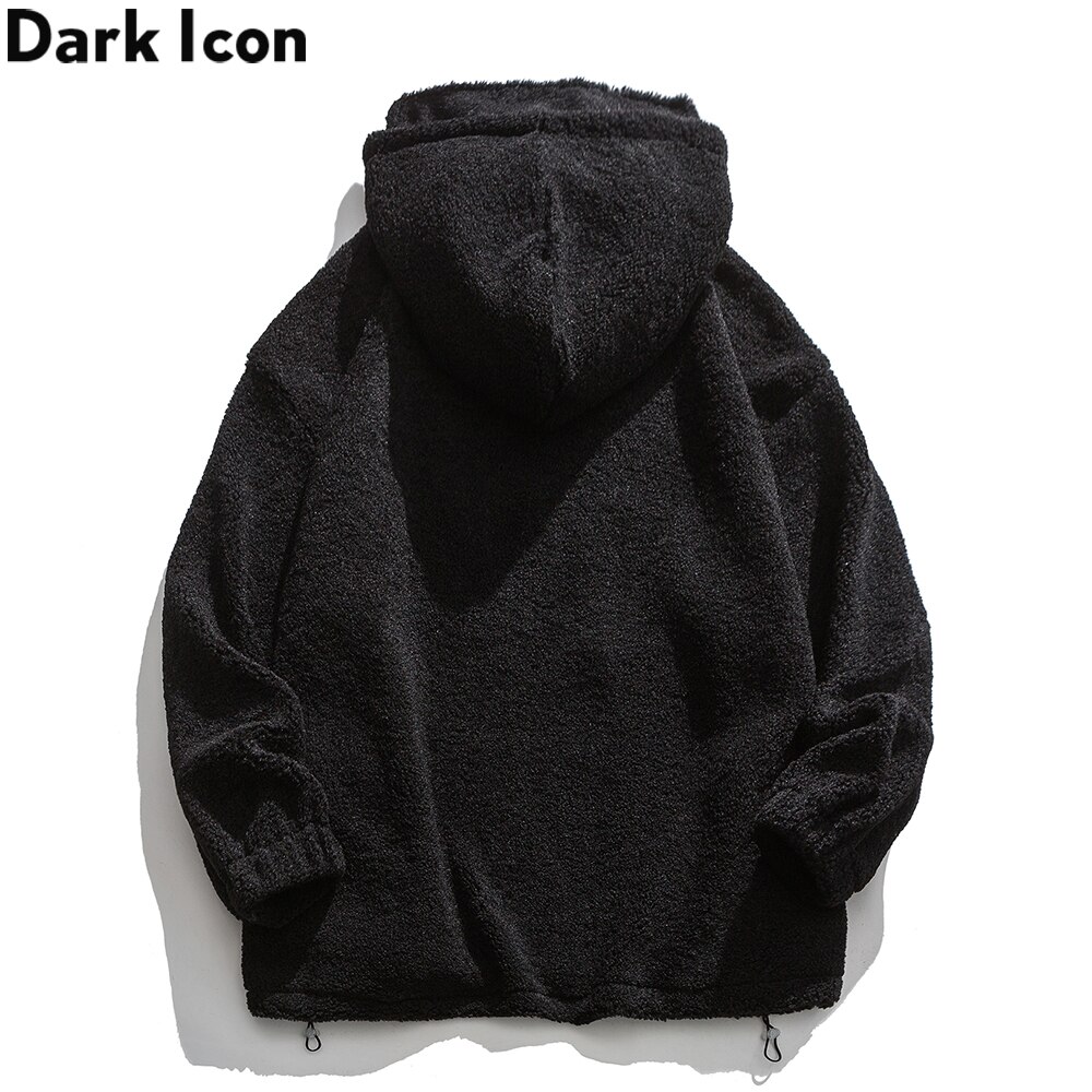 Dark Icon Embroidery Sherpa Hoodie Men Women Pullover Oversized Men's Sweatshirts and Hoodies Boy Girl Students Sweatshirt