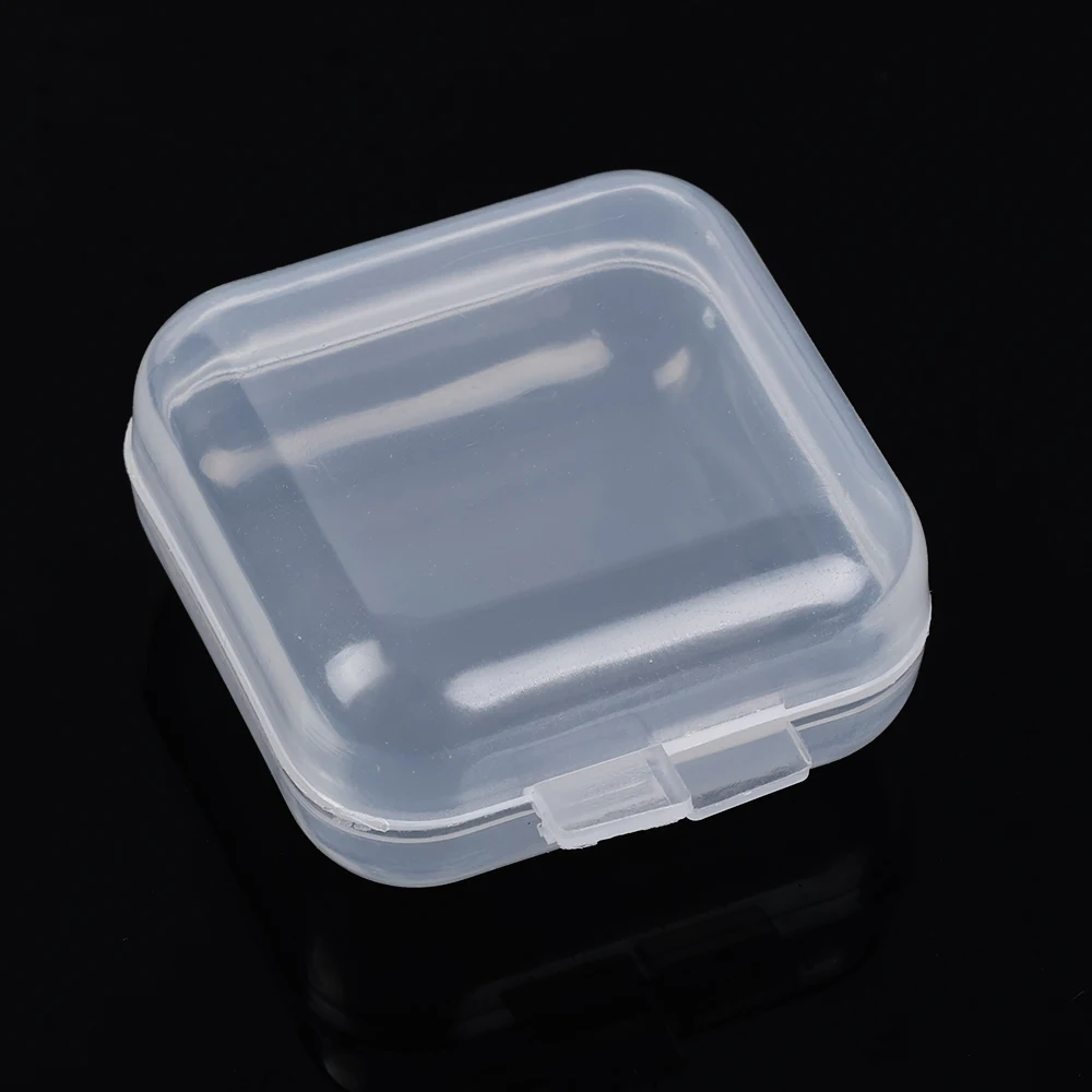 Mini Storage Box Transparent Square Plastic Boxes Earrings Jewelry Packaging Storage Small Square Box Jewelry Organizer: WHITE