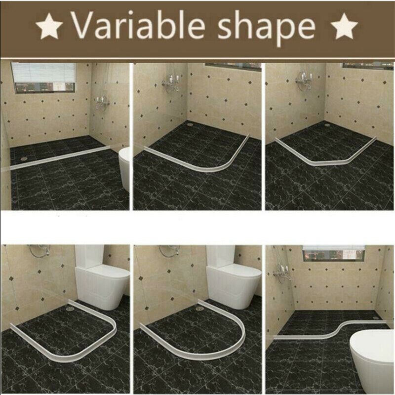 Retention System Silicone Threshold Water Dam Self-Adhesive Bath Shower Barrier Retainer Seal Strip Bathroom Kitchen