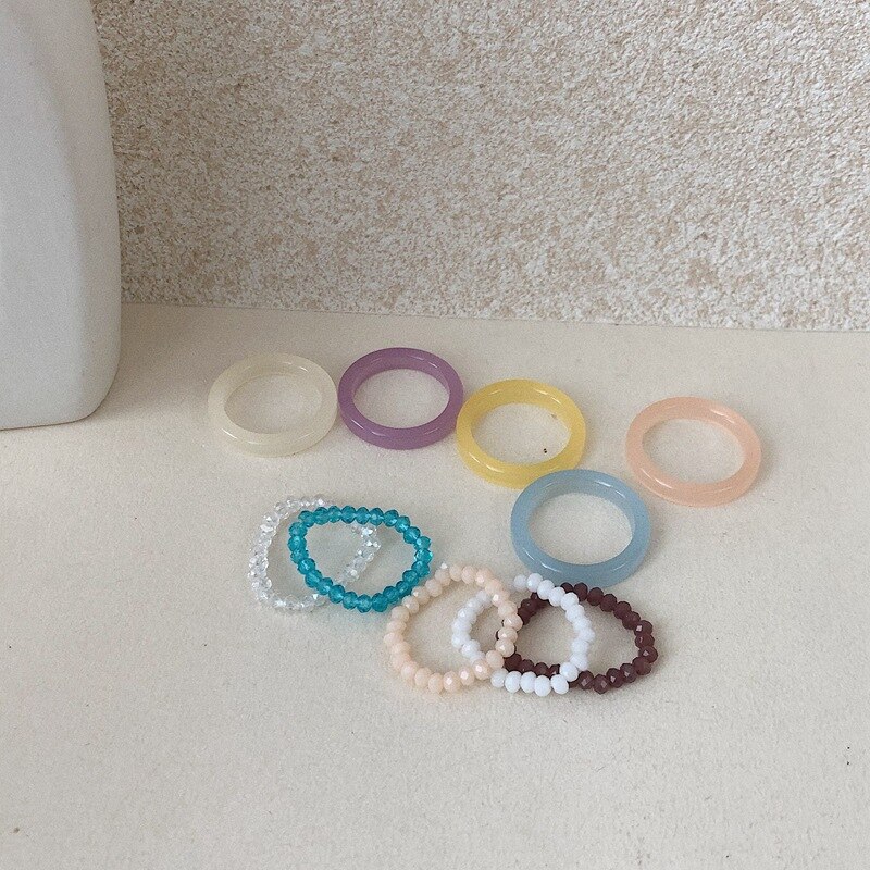 Böhmische Perlen Ringe Natürliche Stein Schmuck Multi Farbe Handgemachte Frauen Mädchen Hochzeit Ringe Elastische Verstellbare
