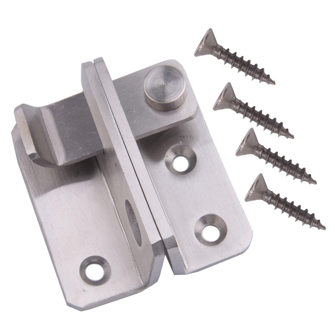 Silver Stainless Steel Cabinet Closet Sliding Safety Door Gate Bolt Latch Guard Catch L: left open