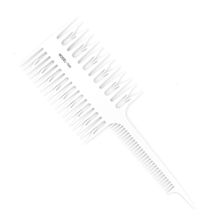 Peine en forma de hueso de 3 caras para teñir el cabello, peine con tinte, peluquería de salón: White