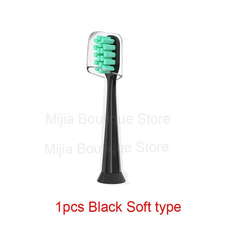 For Xiaomi Mijia T300 / 500 / SOOCAS Electric Toothbrush Head Universal 3D Whitening Replacement Tooth Brush Heads: 1pcs Black Soft type