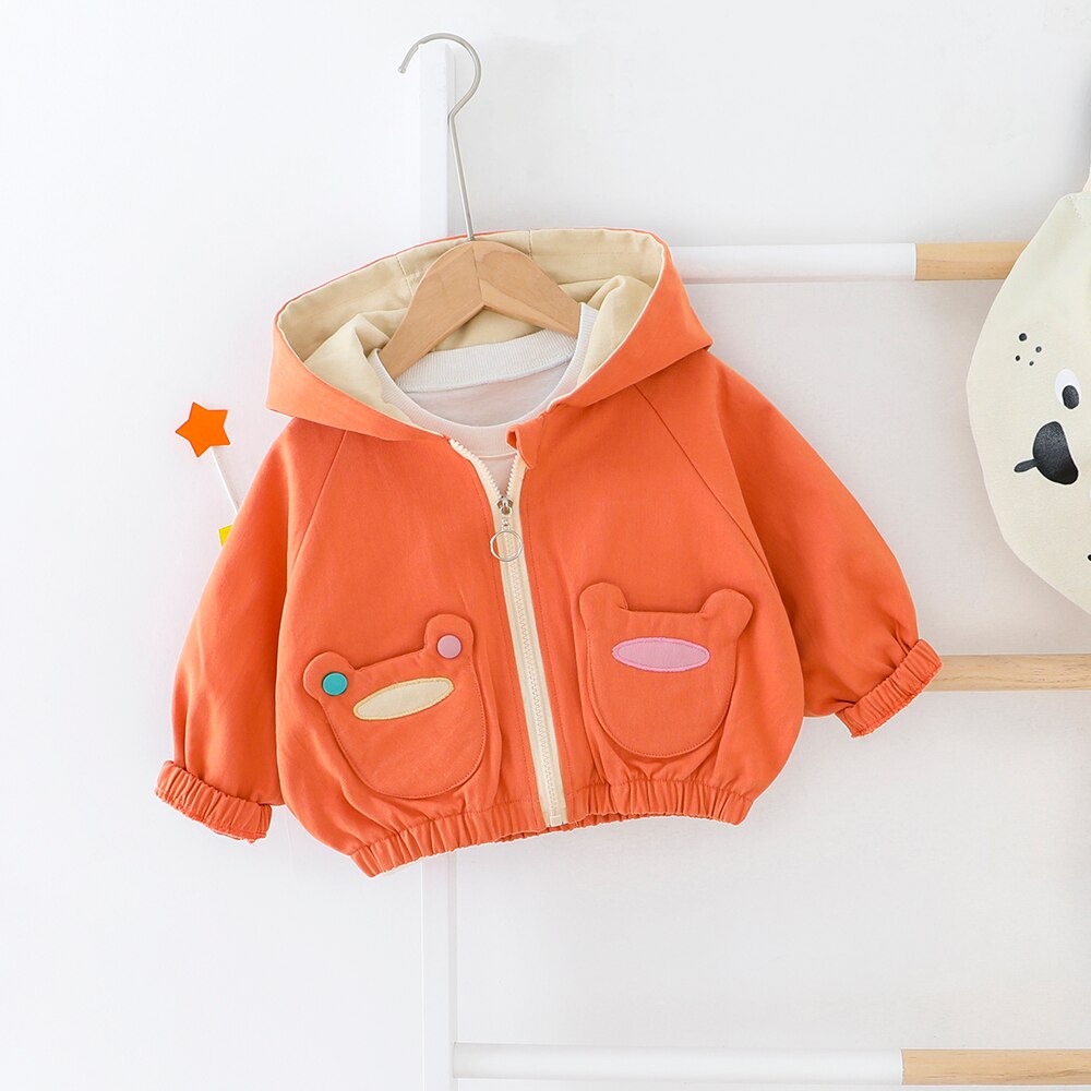 Enfant en bas âge bébé enfants à capuche Trench veste 4T garçons vêtements de sortie dessin animé Lion garçon fille manteaux 3 couleurs haut: Orange / 12M
