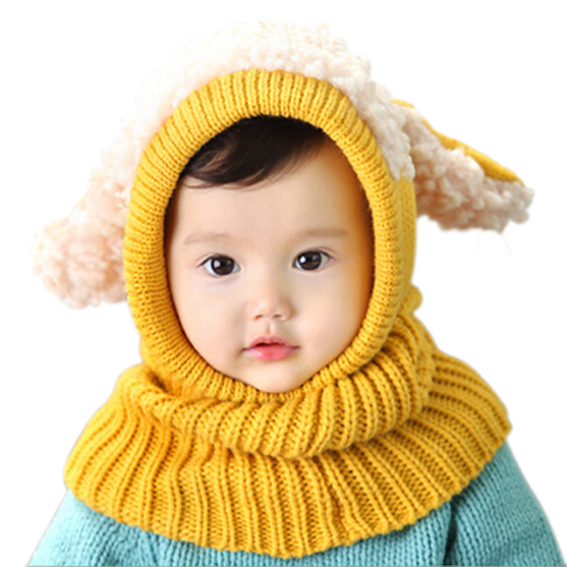 Winter Baby Hat Nek Warmer Joint Kids Kinderen Hond Caps voor Jongens Meisjes Haak Gebreide Beanie Hoeden Baby Peuter Mode