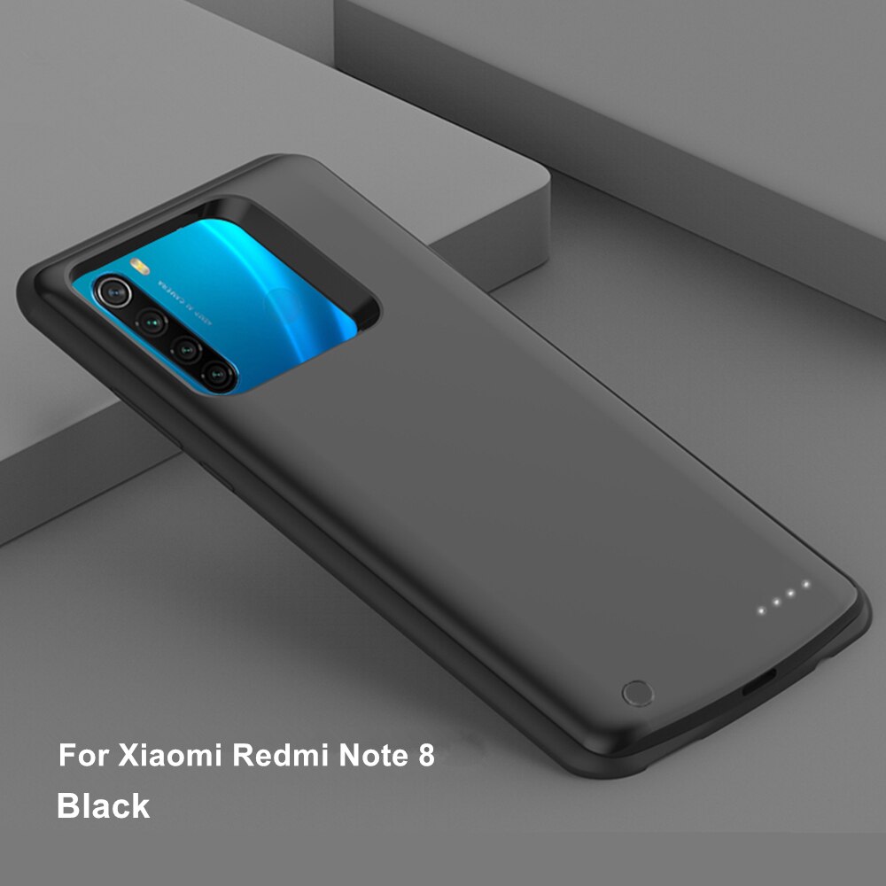 Araceli 6500 Mah For Xiaomi Redmi Note 8 Note 8 Pro Battery Case Smart Backup Charger Cover Power Bank Note 8 Pro Battery Case: Note 8 Black
