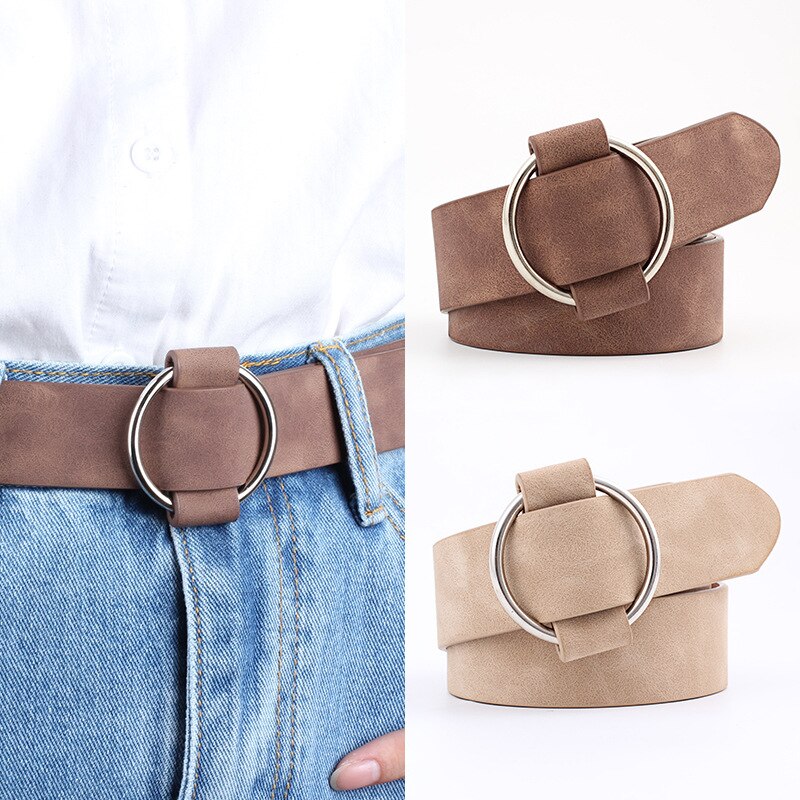 womens round casual ladies belts for jeans Modeling belts without buckles leather belt cinturon mujer
