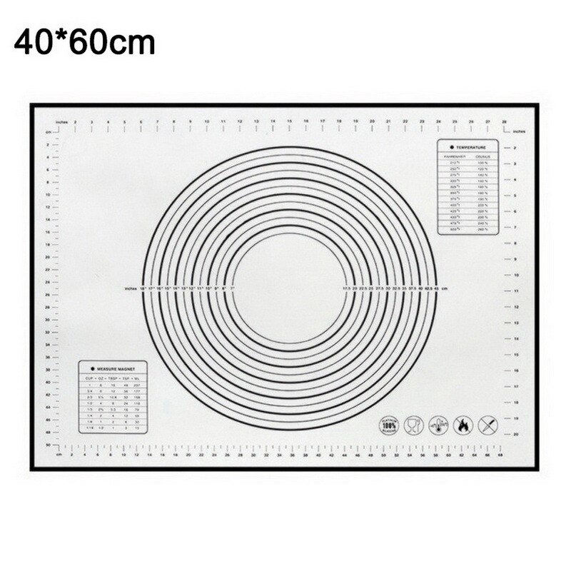 Siliconen Gebak Mat Bakken Matten Met Meting Non-stick Bakken Teller Panel Deeg Rollen Sheet Voor Pizza Taart Keuken gereedschap: 40x60cm Black