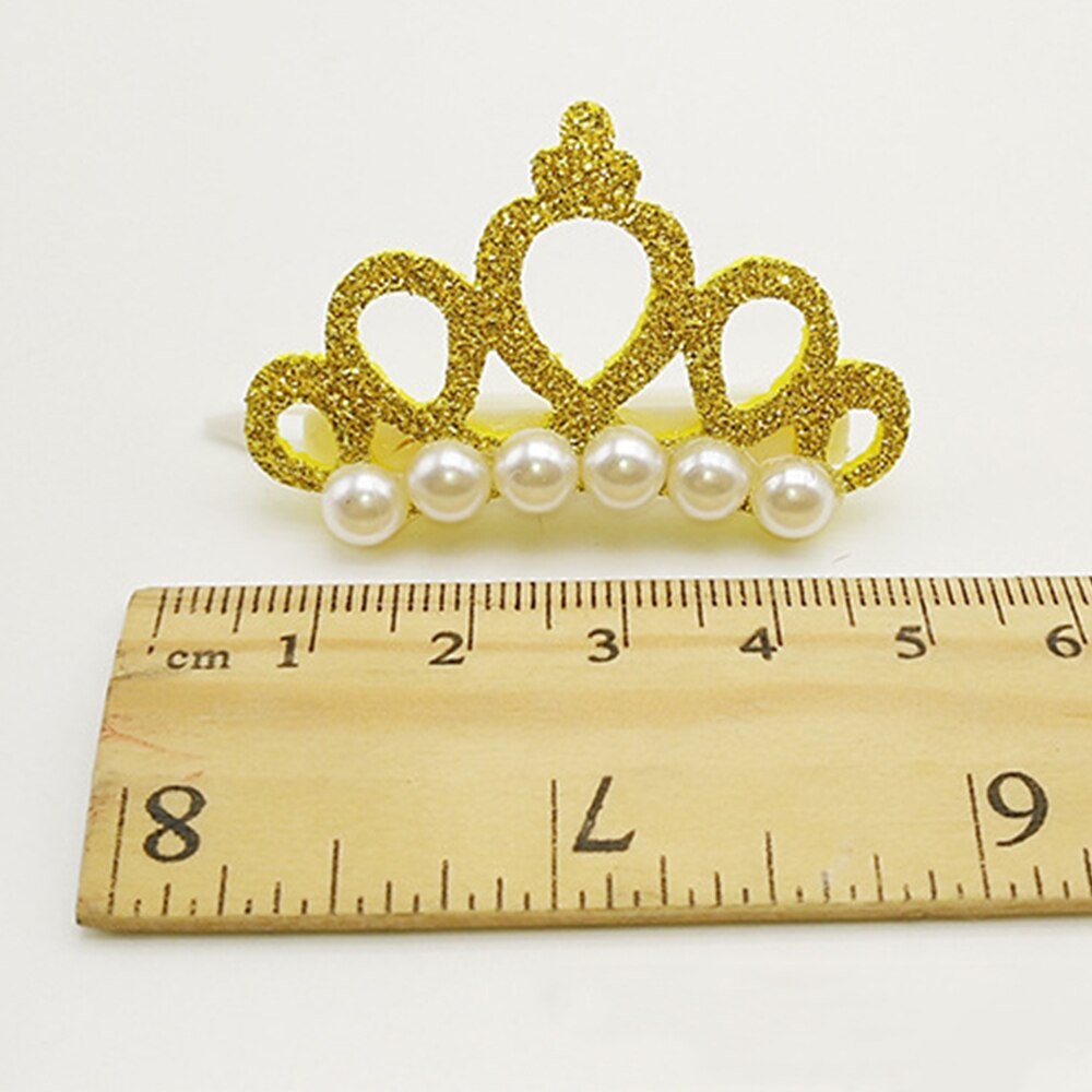 Lazos de poliéster con forma de corona de perlas sintéticas para perros pequeños, pinzas para el pelo de colores para mascotas, lazos para gatos, accesorios para mascotas