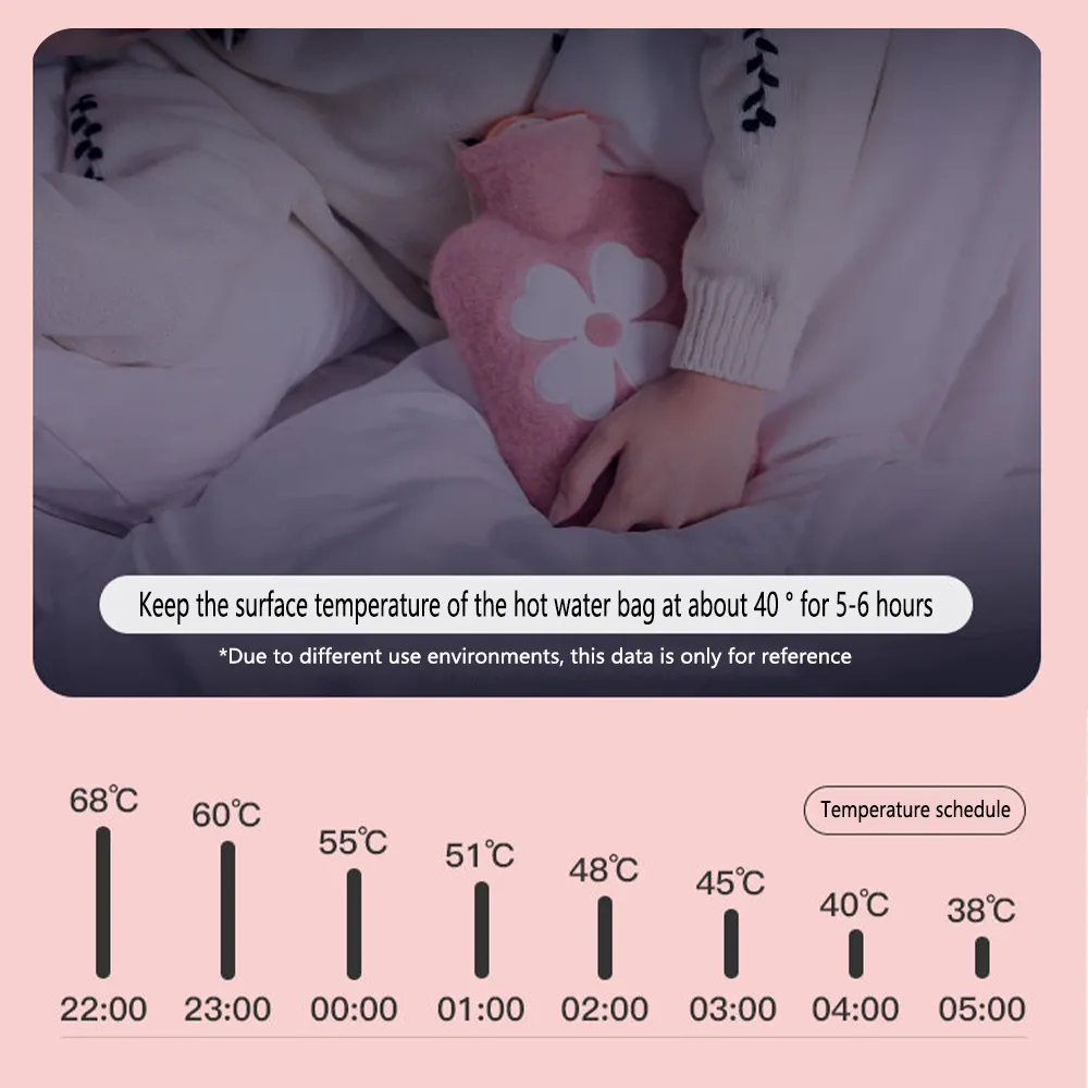 Bottiglia di acqua calda in flanella scaldamani invernale carino bottiglia d'acqua Kawaii per ragazze bottiglie calde portatili per letto a mano in vita 500/1000ml