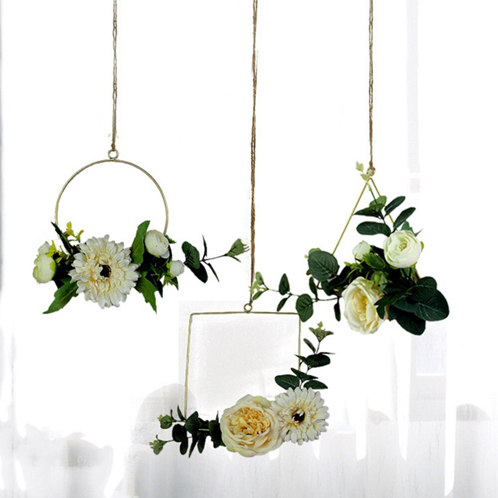 Gør-det-selv jernring guirlande kunstig plante blomsterstativ julekrans blomster bøjle gør det selv bryllup/fest/boligindretning