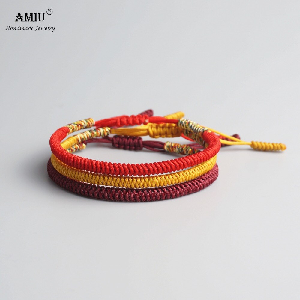 AMIU Multi Color Tibetan Buddhism Love Tibet Bracelets & Bangles For Women Men Handmade Knots Rope Budda Lucky Men Bracelet