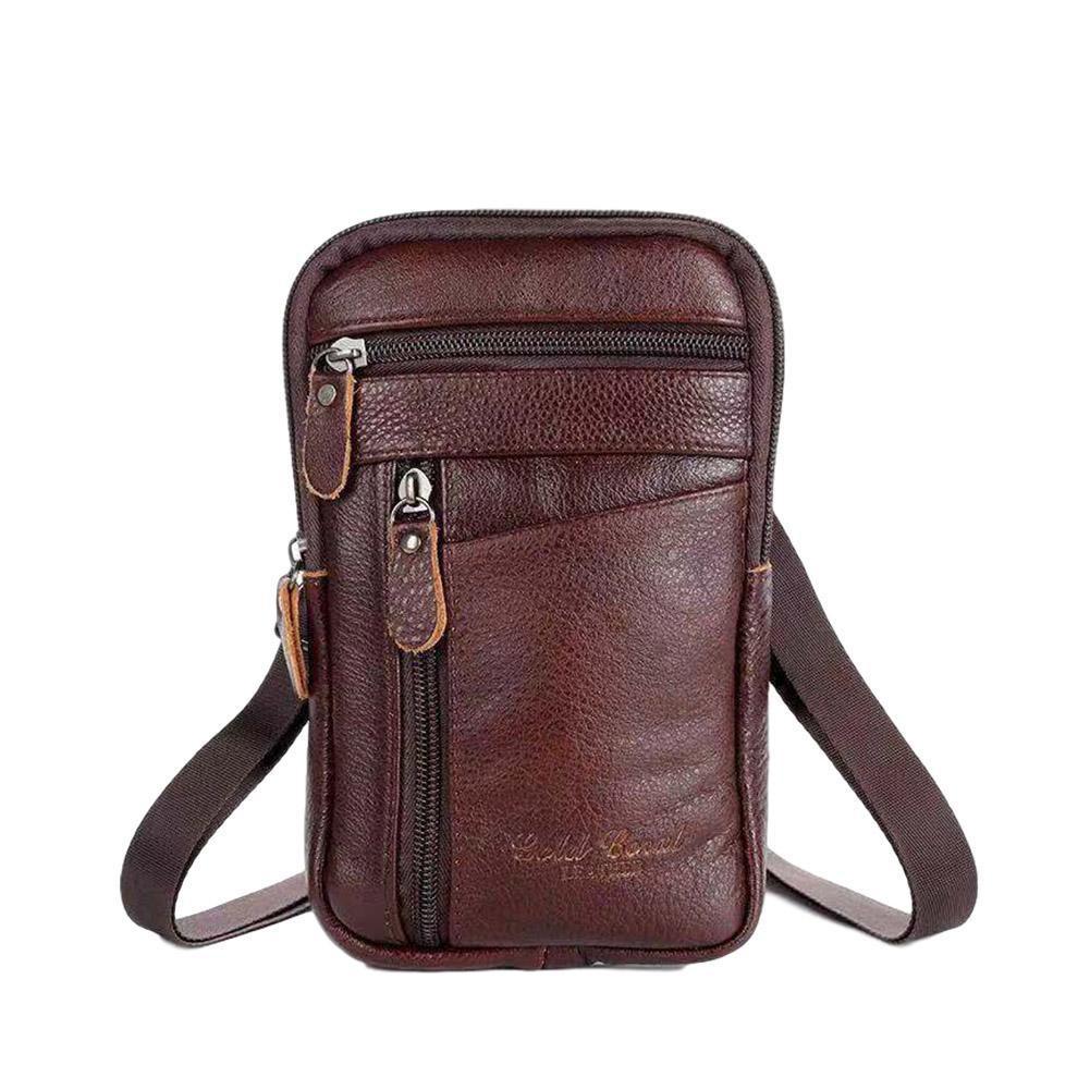 1Pc Multifunctionele Toevallige Mannen Lederen Telefoon Zakje Riem Mode Tas Crossbody Schouder Taille Mode Portemonnee Rits Pack anti-T S9N1: Default Title