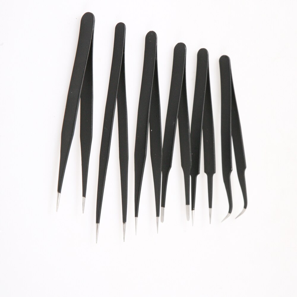 Fixmee 6pc Safe Anti-static Tweezer Maintenance Repair Curved Tool Kit ESD