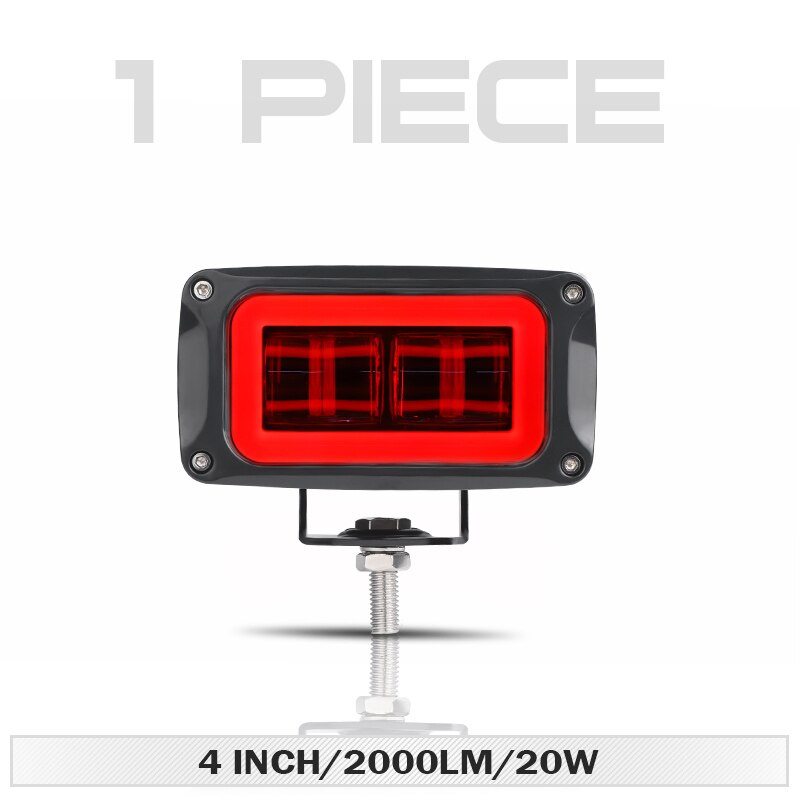 8D Lens 4 Inch Led Rijden Licht Angel Eye 2000LM 20W 6000K Led Verlichting Dagrijverlichting fit Voor Offroad Suv Boot: 1pcs 8D Red Halo