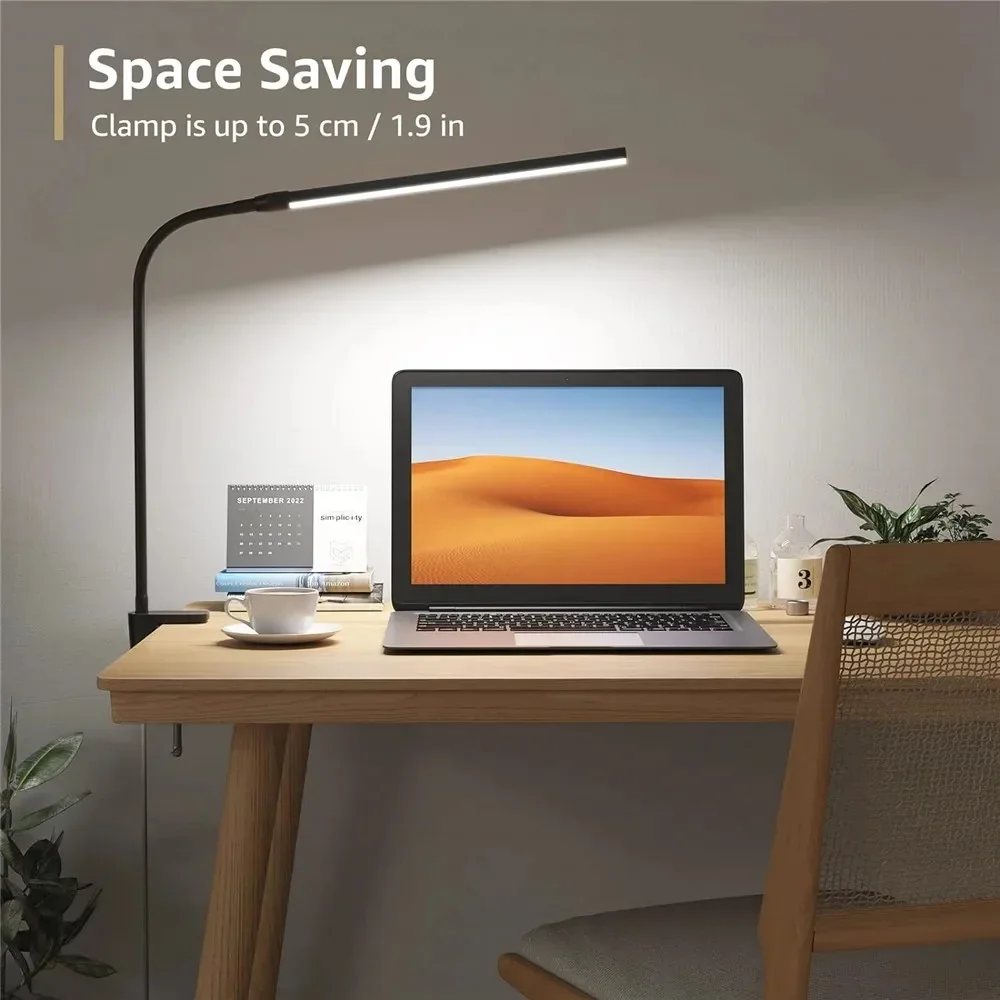 Leeslamp LED-bureaulamp met oogbescherming, leeslamp werklamp 3 kleuren kunnen worden geschakeld en aangepast.