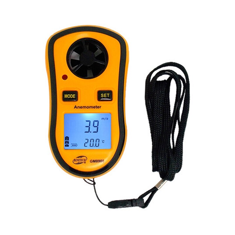 Gm816/gm8908 lcd digitalt håndholdt anemometer anemometro termometer vindhastighedsmåler meter vindmåler 30m/ s vindmåleværktøj: Gm8908