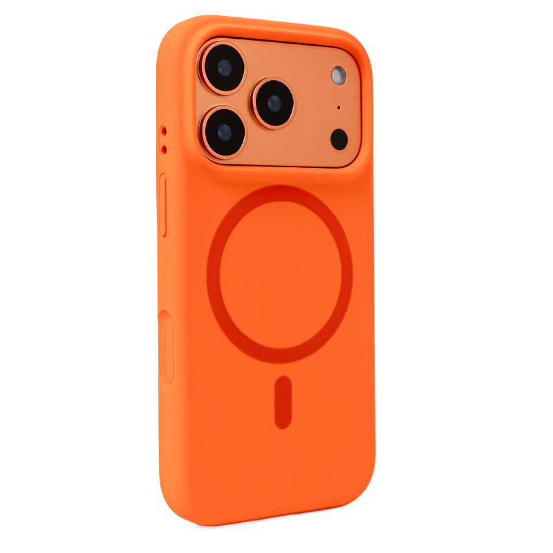 Funda de teléfono MagSafe de silicona líquida de Color sólido magnético para iphone 17Pro Max 17Pro 17 sensación de piel naranja cubierta de carga inalámbrica