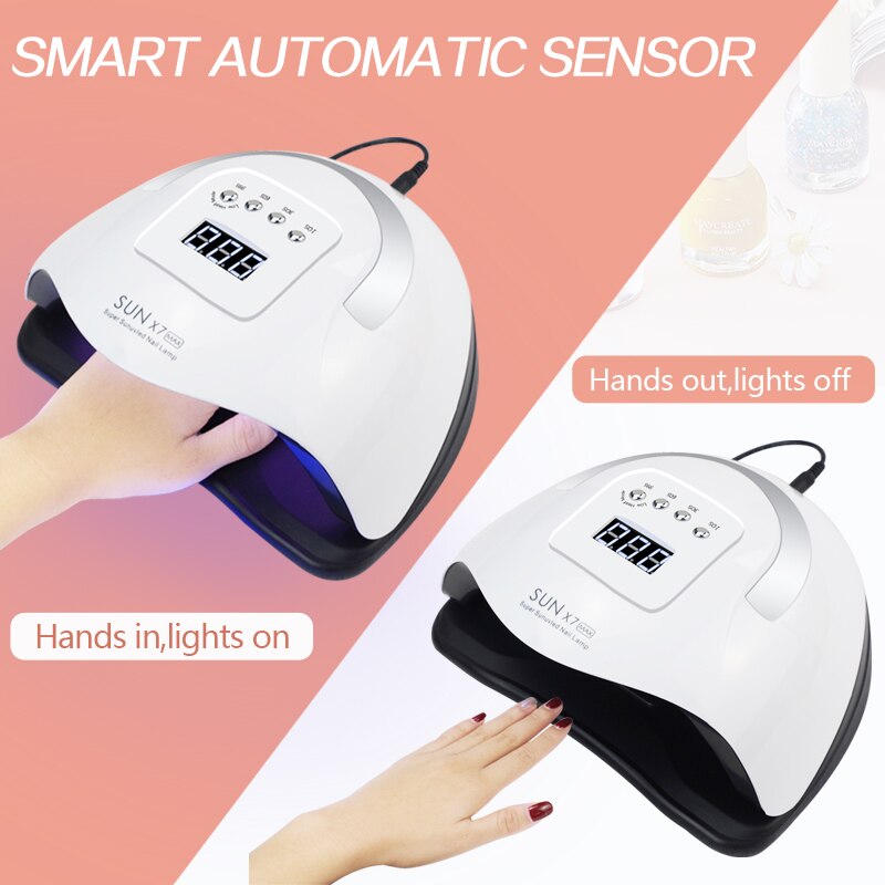 SUN X7 MAX-Lámpara LED de secado de uñas, 10/30/60/99 temporizador, ajuste, pulidor, secador con detección de movimiento, UV, herramienta de manicura de Gel
