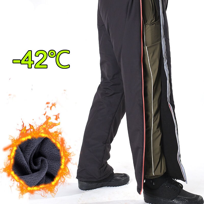 Pantalones de algodón para pesca al aire libre, ropa exterior holgada y cálida de lana, impermeable, con doble cremallera, para invierno