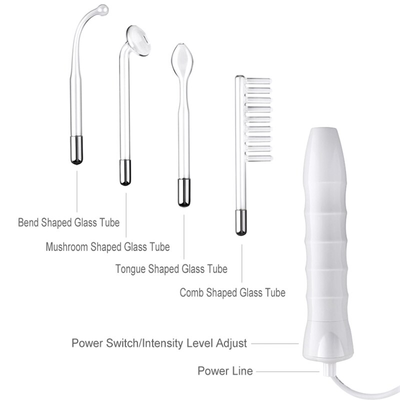 4 IN 1High Frequency Electrode Facial Machine Portable Electrode Wand Acne Spot Wrinkle Remover Hair Growing Tubes Skin Tighteni