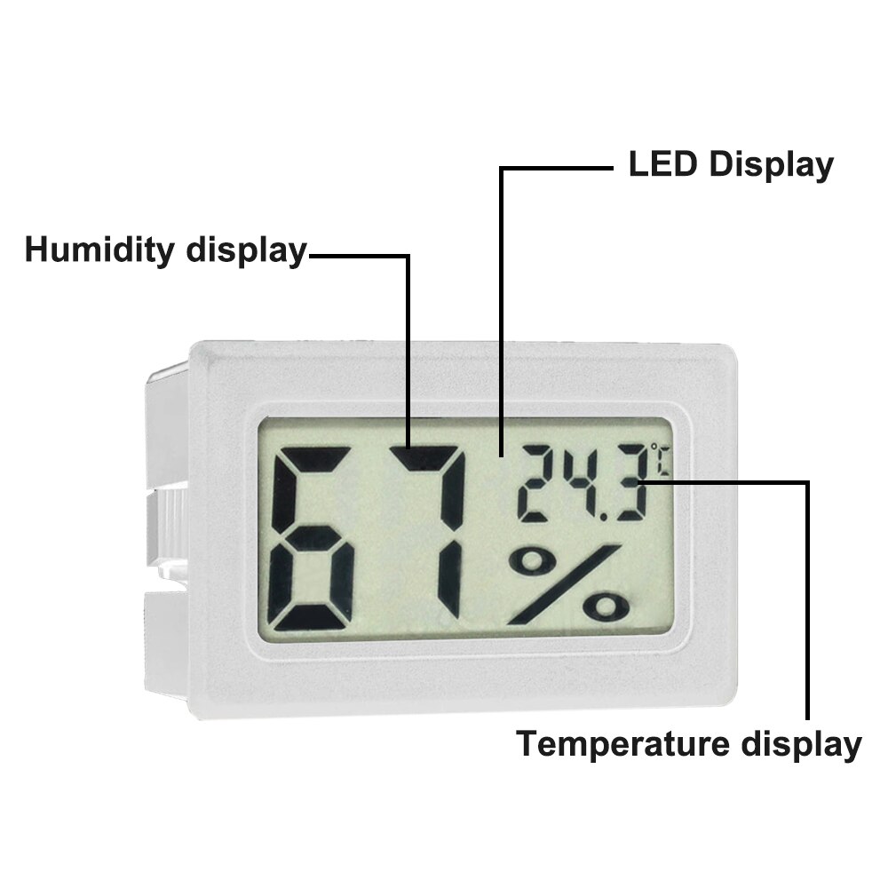 Indoor Mini Digitale Lcd Temperatuur Sensor Vochtigheid Meter Thermometer Hygrometer Gauge Instrumenten Kabel Koelkast Thermometers