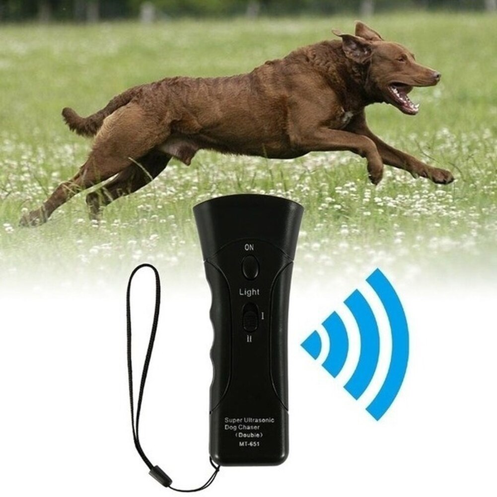 Dubbele Hoofd Ultrasone Hond Repeller Draagbare Led Zaklamp Stop Bark Tool