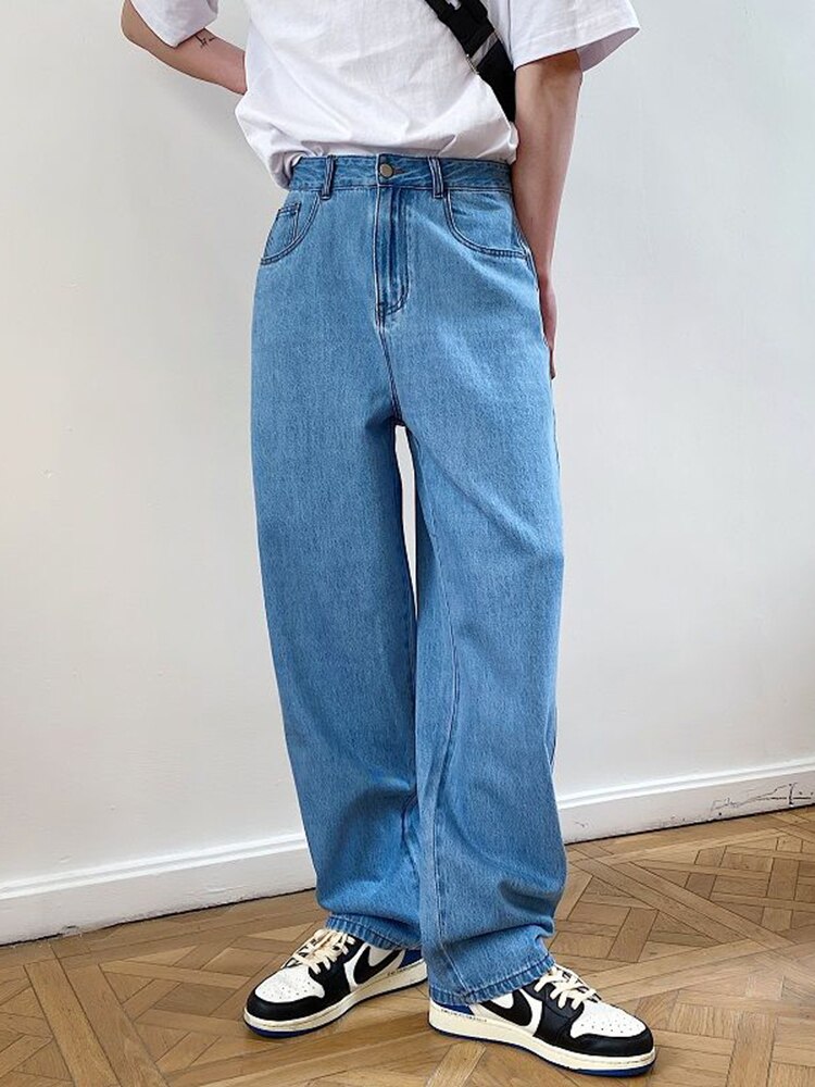IEFB – jean décontracté bleu foncé pour homme, pantalon en Denim, tendance coréenne, poches, jambes larges, Chic, A0986, printemps