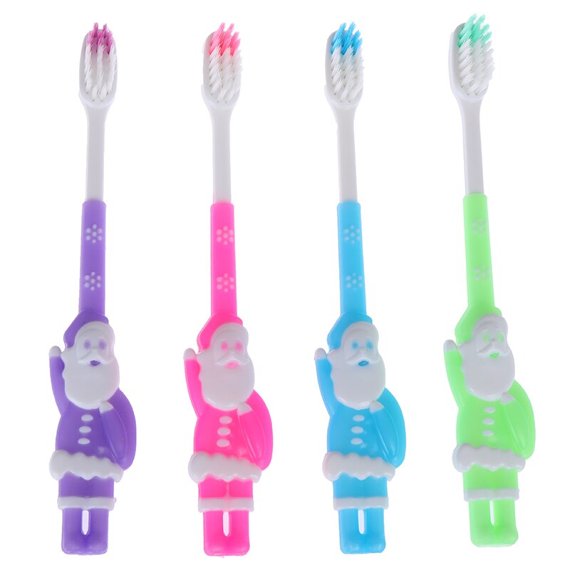 1pc enfants père noël anti-dérapant brosse poignée bambou soie doux cheveux brosse à dents