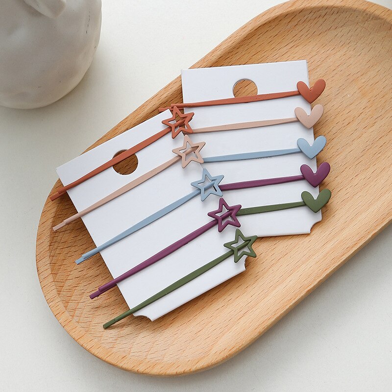 SHUANGR Hair Clips Set - 10 Pcs Geometric Heart & Wavy Pins - Trendy Hair Accessories for Women Girls