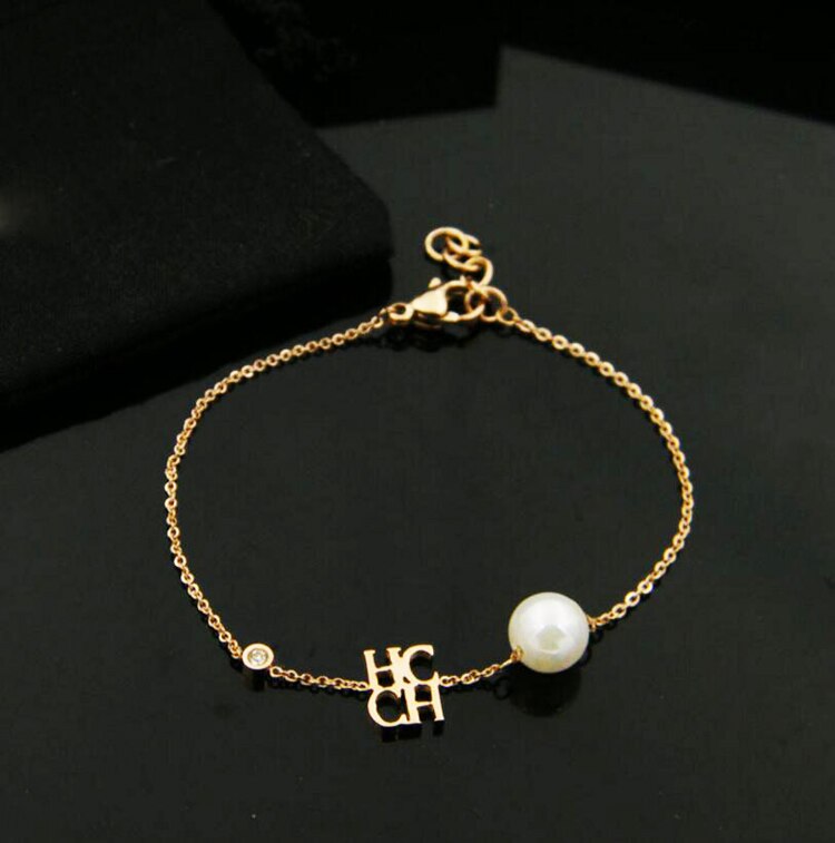 OL estilo de cadenas de pulseras dijes de brazalete fino de alto grado CH cartas perla pulsera para las mujeres
