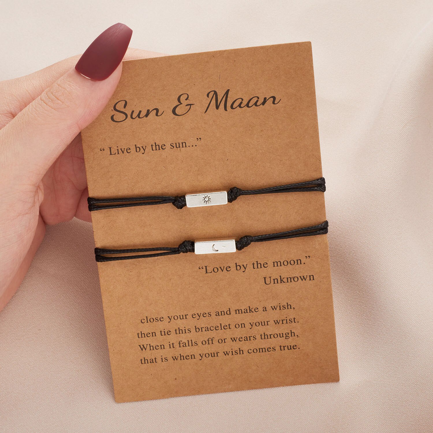 2 Stks/set Zon Maan Paar Armband Set Rvs Charm Handgemaakte Touw Verstelbare Armbanden Voor Vrouwen Vriendschap Sieraden