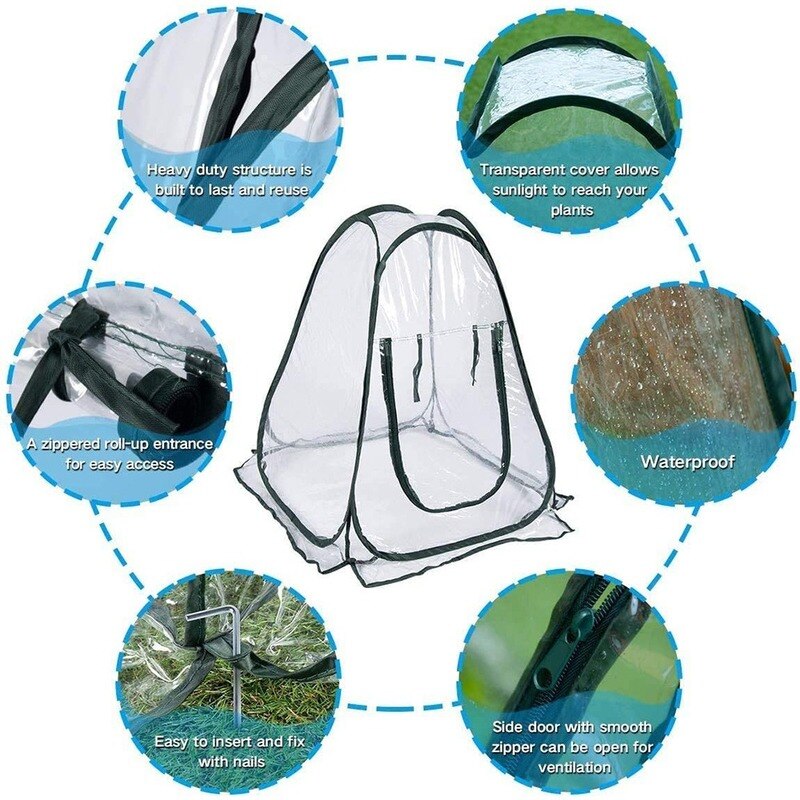 Mini invernadero plegable portátil para jardinería, invernadero de flores suculentas, cubierta cálida a prueba de viento y lluvia
