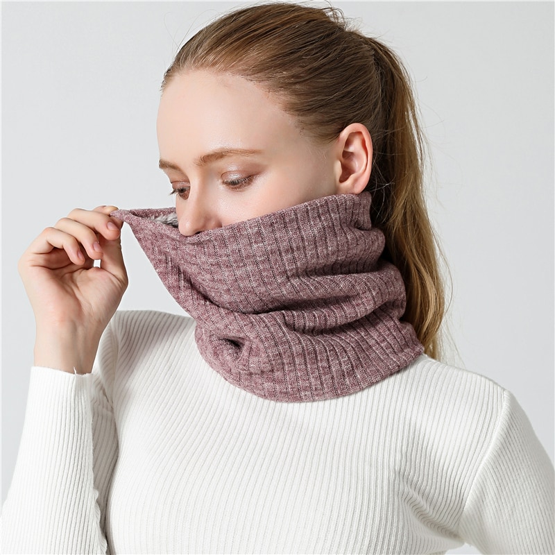 Strik kvinder ring hals tørklæde vinter varm tyk pels bandana bomuld cykel tørklæder unisex mænd cashmere krave wraps