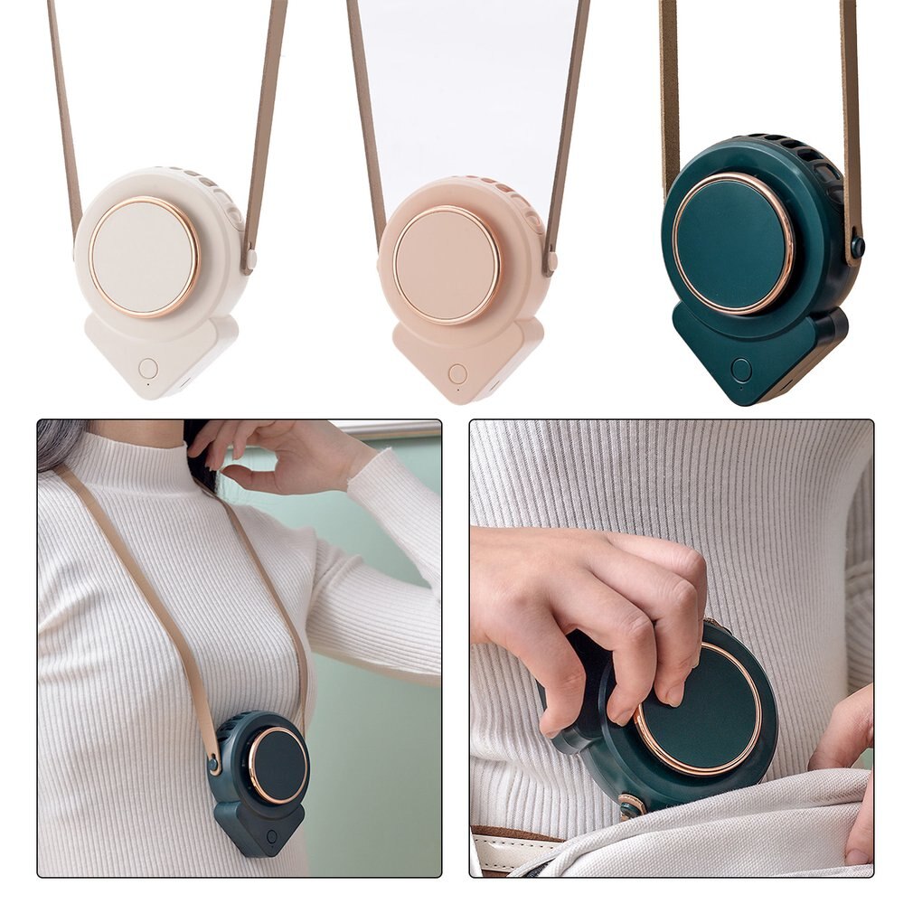 Neck Fan - Leafless Design - Portable USB Rechargeable - Adjustable Speed for Outdoor Events, Office