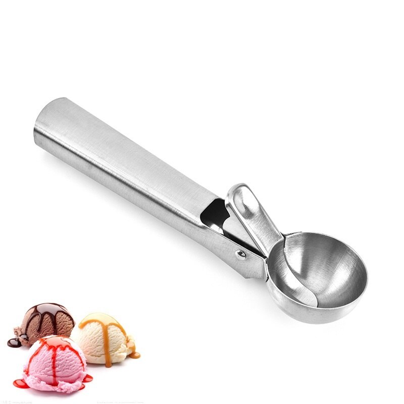 Solid Stainless Steel Ice Cream Scoop Cookie Scoop With Easy Trigger Dipper For Fruits Cookie Dough And Water Melon Spoon: Default Title
