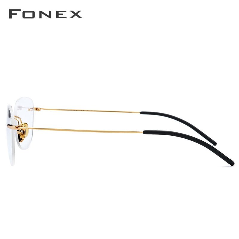 Montura de gafas sin montura de titanio puro FONEX B, gafas graduadas para mujer, monturas ópticas para miopía, nuevas gafas ovaladas Vintage para hombre 855