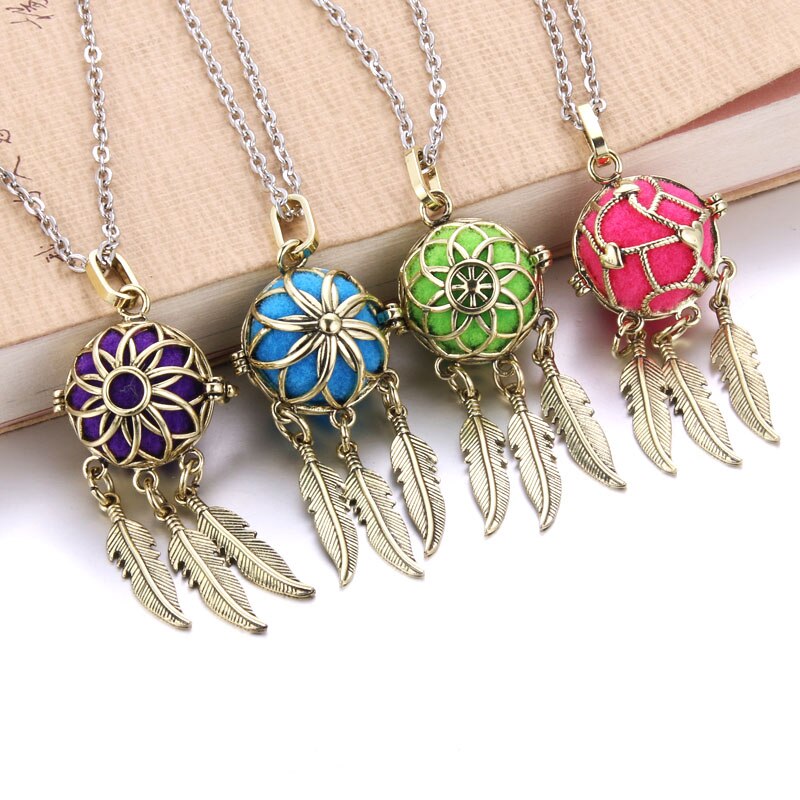 aromat otwarty klasyczny pióro wisiorek medalion perfumy olejek dyfuzor robić aromaterapii naszyjnik medalion naszyjnik z Podkładka 8839