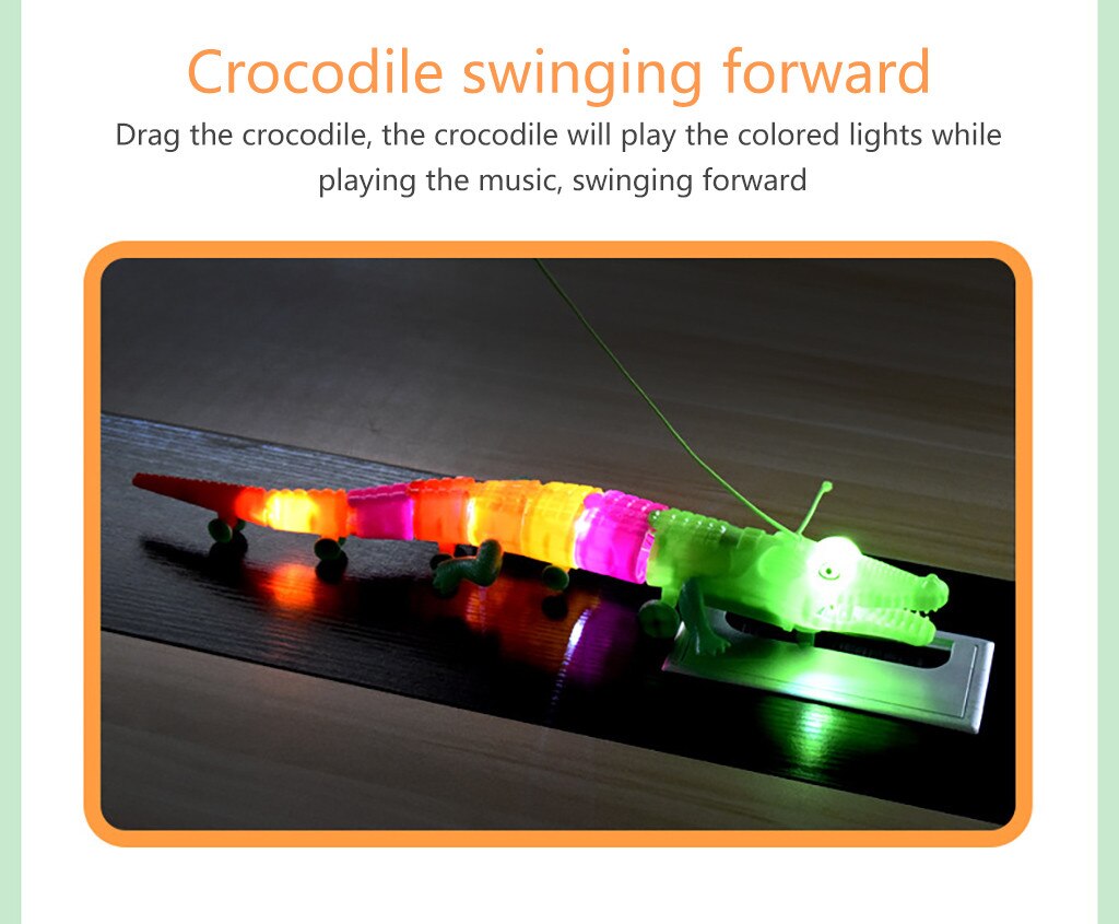 LED Light Music Cute Toy Boy Child Belt C-rocodile Light Toy Baby Toy Plastic ABS Early childhood t-oy