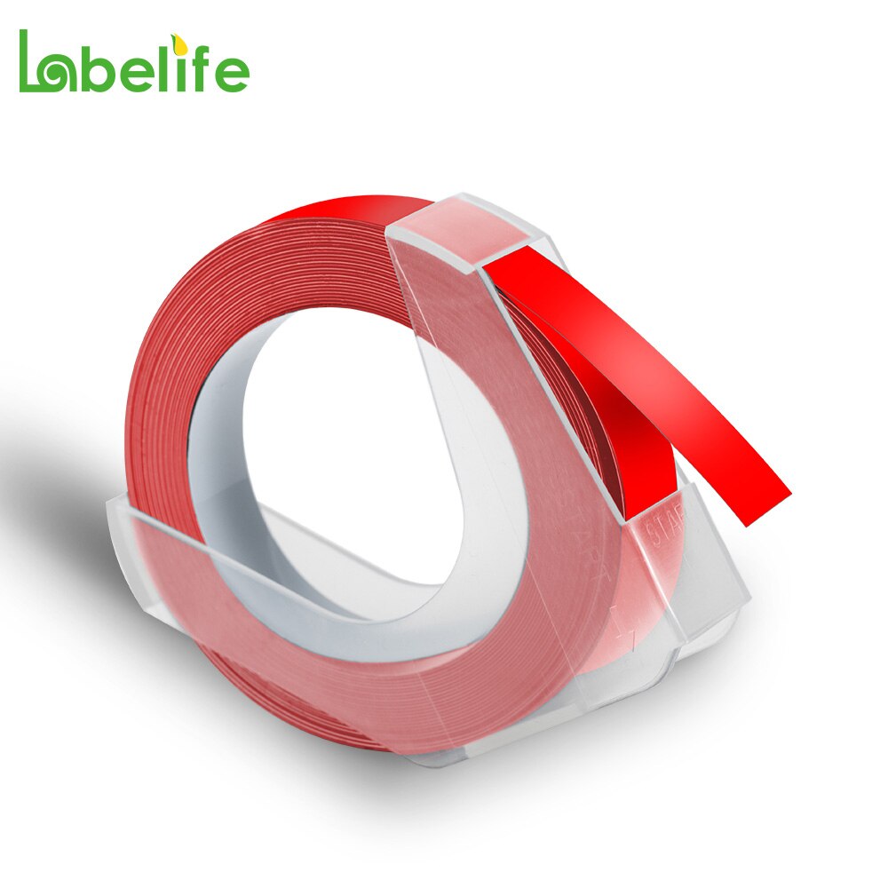 5Pack 9mm 3D Präge PVC Label Bänder Kompatibel für Dymo Label Maker 1880 12965 Manuelle Label Makers für motex E101 DYMO 1610: 5PK  White on Red