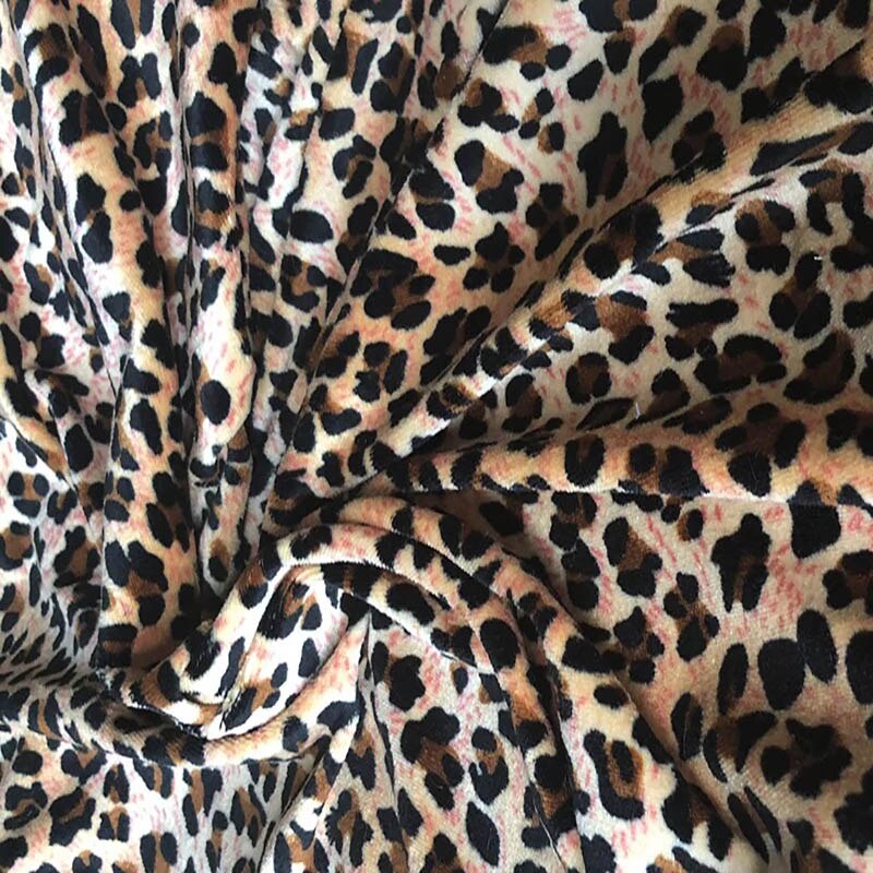 Tela de terciopelo elástico de lujo estampado de leopardo tela de terciopelo ropa de costura trajes tela artesanal: 12 - Leopard Yellow