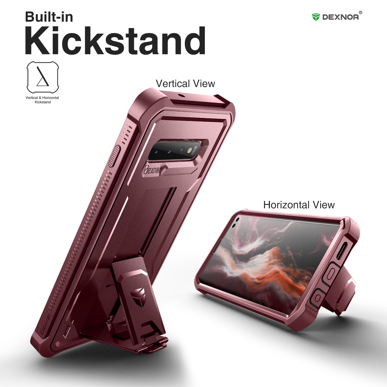 Funda protectora de cuerpo completo 360, hoja de PC + carcasa de TPU para Samsung Galaxy S10 Plus, funda con soporte y funda protectora de pantalla integrada