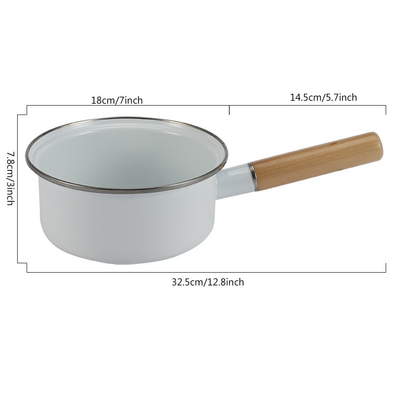 Bandeja de esmalte de porcelana blanca pura con mango de madera Simple se puede utilizar para estufa de Gas