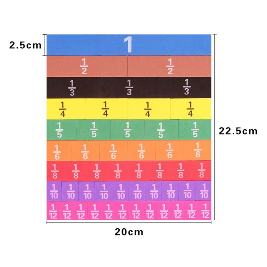 Tessere di frazione arcobaleno magnetico, abilità matematiche precoci, aiuto visivo per bambini di età compresa tra 6 anni