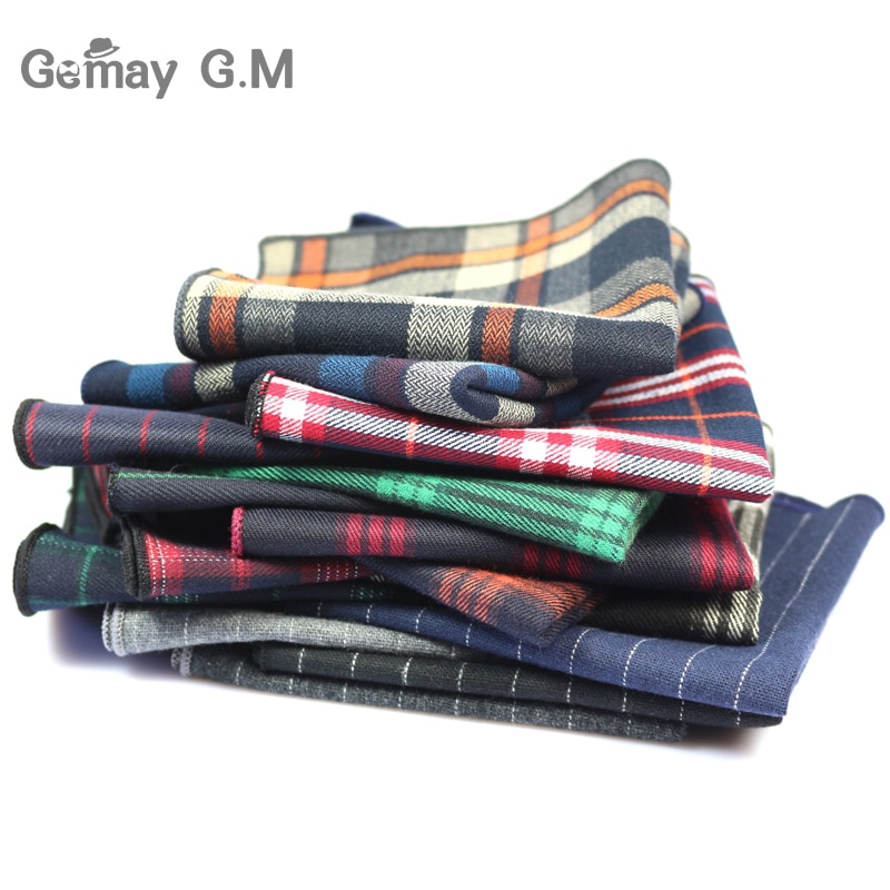 Cotton Mens Pocket Square Adult Plaid Hankerchief Scarves Vintage Hankies Men's Hanky Square Handkerchiefs