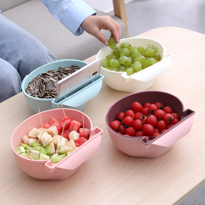 Panier de rangement d'aliments, légumes et fruits, panier de lavage avec support pour le téléphone