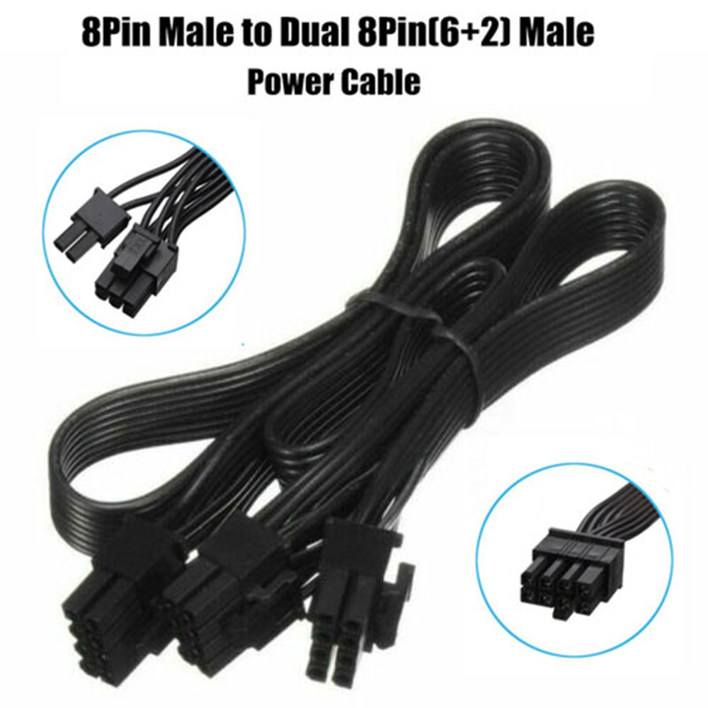 60Cm 18awg 8 Pins Mannelijk Naar Dubbel 8pin (6 + 2) Mannelijke Pci-e Video Grafische Kaart Voedingskabel Gpu Voeding Verlengkabel Snoer